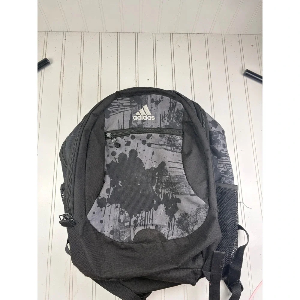 Adidas Unisex Black Gray Graphic Backpack Bookbag Laptop Travel School Bag